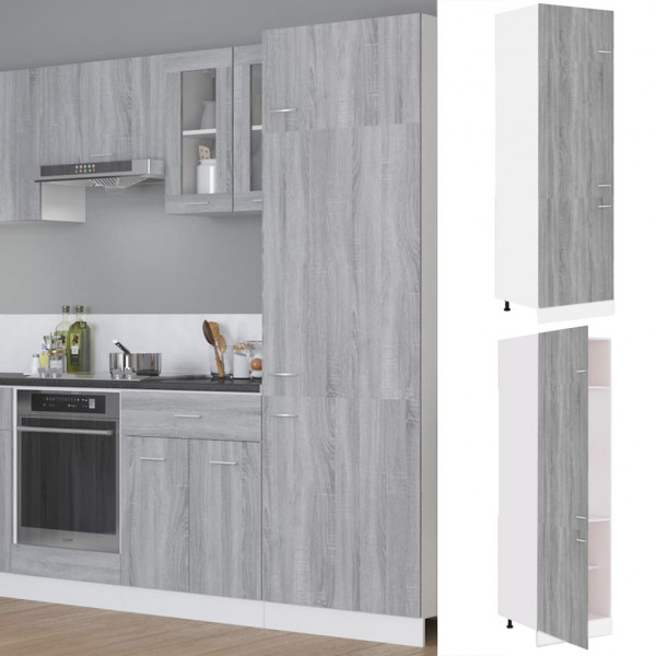 Armário frigorífico de madeira cinza Sonoma 60x57x207 cm D