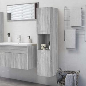 Armario de baño madera contrachapada gris Sonoma 30x30x130 cm D