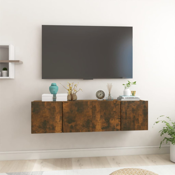 Muebles para TV colgantes 2 uds roble ahumado 60x30x30 cm D