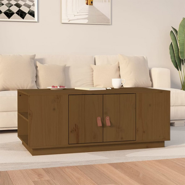 Mesa de centro em madeira maciça de pinho castanho mel 100x50x41 cm D