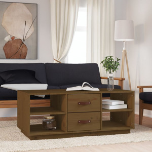 Mesa de centro madera maciza de pino marrón miel 100x50x41 cm D