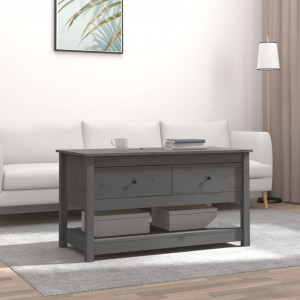 Mesa de centro de madera maciza de pino gris 102x49x55 cm D