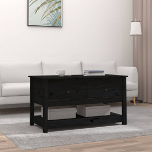 Mesa de centro de madera maciza de pino negra 102x49x55 cm D