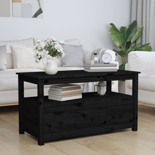 Mesa de centro de madera maciza de pino negro 102x49x55 cm D