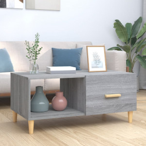 Mesa de centro madera contrachapada gris Sonoma 89.5x50x40 cm D