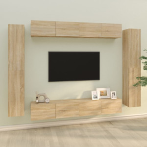 Set de muebles para TV 8 pzas madera contrachapada roble Sonoma D