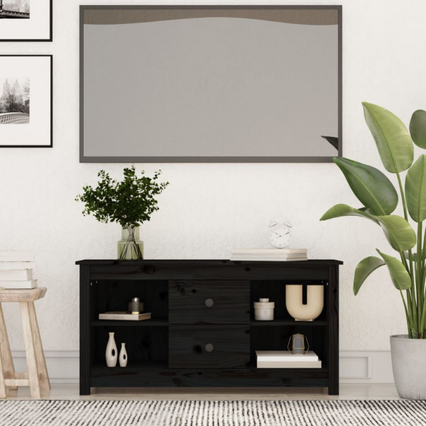 Móvel TV em madeira maciça de pinho preto 103x36,5x52 cm D