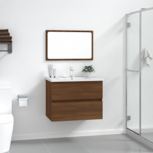 Conjunto de móveis de banheiro 2 pcs madeira de contraplacado marrom carvalho D