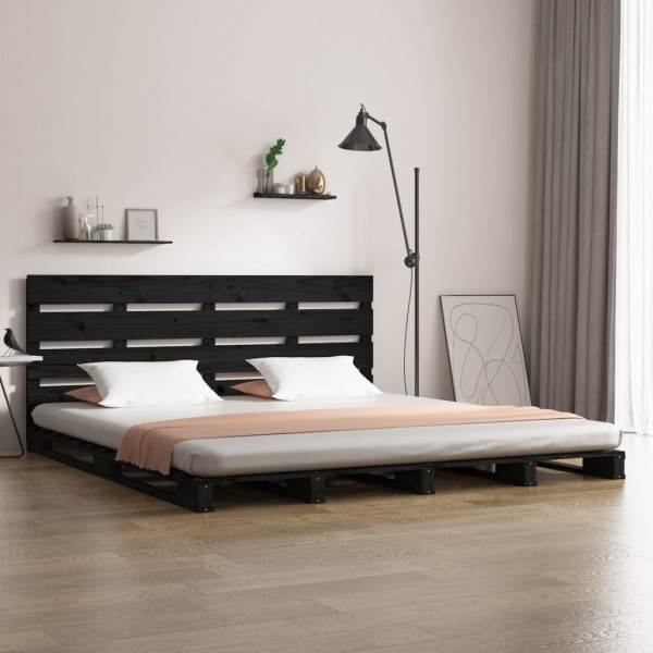 Estrutura de cama madeira maciça de pinho preto 135x190 cm D