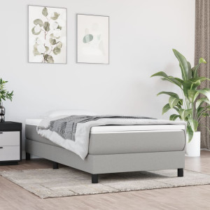 Estructura de cama box spring tela gris claro 90x200 cm D
