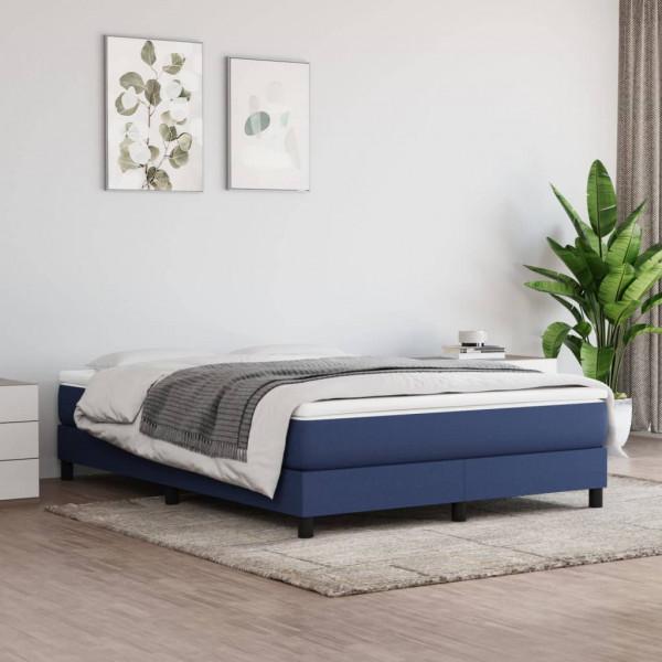 Estructura de cama box spring tela azul 140x200 cm D
