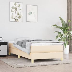 Estructura de cama box spring tela color crema 90x190 cm D
