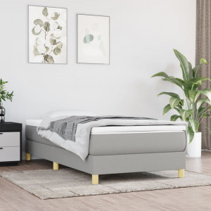 Estructura de cama box spring tela gris claro 90x200 cm D