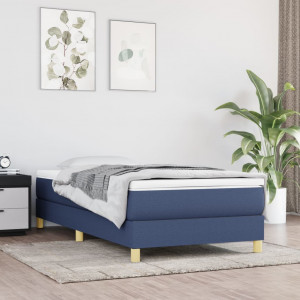 Estructura de cama box spring tela azul 90x200 cm D