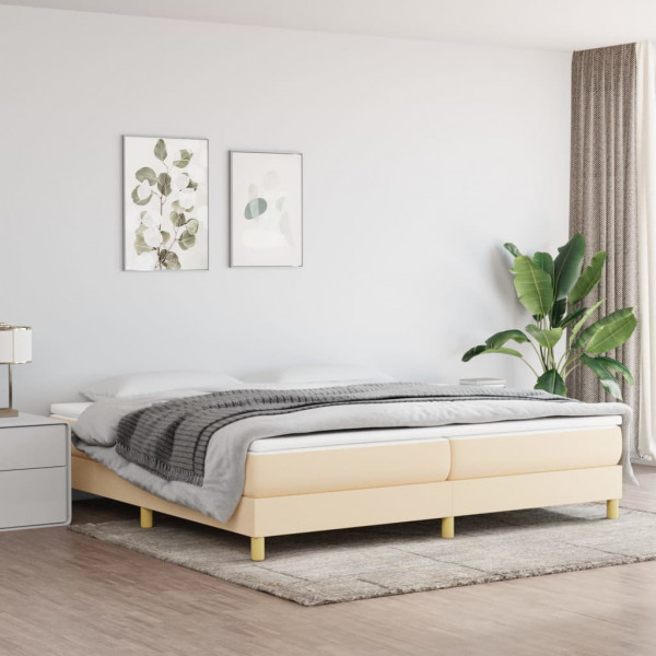 Estructura de cama box spring tela color crema 200x200 cm D