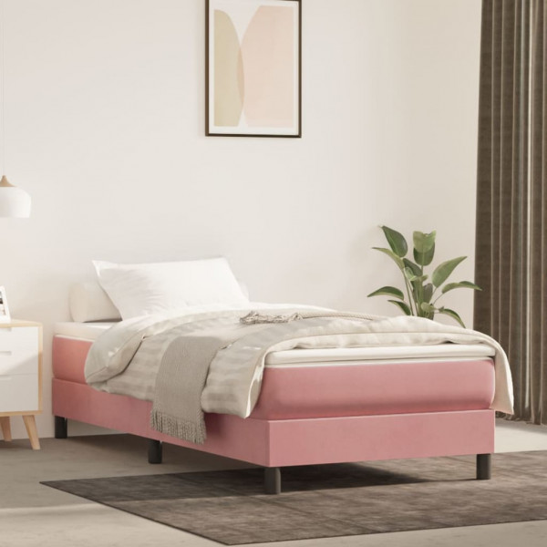 Estructura de cama box spring terciopelo rosa 100x200 cm D