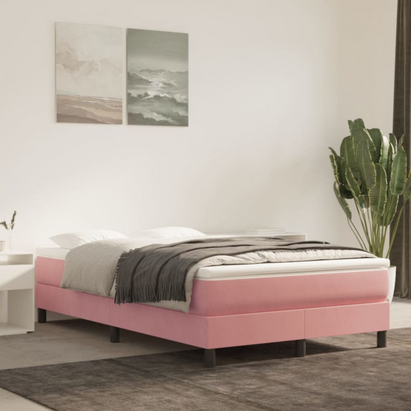 Estructura de cama box spring terciopelo rosa 120x200 cm D