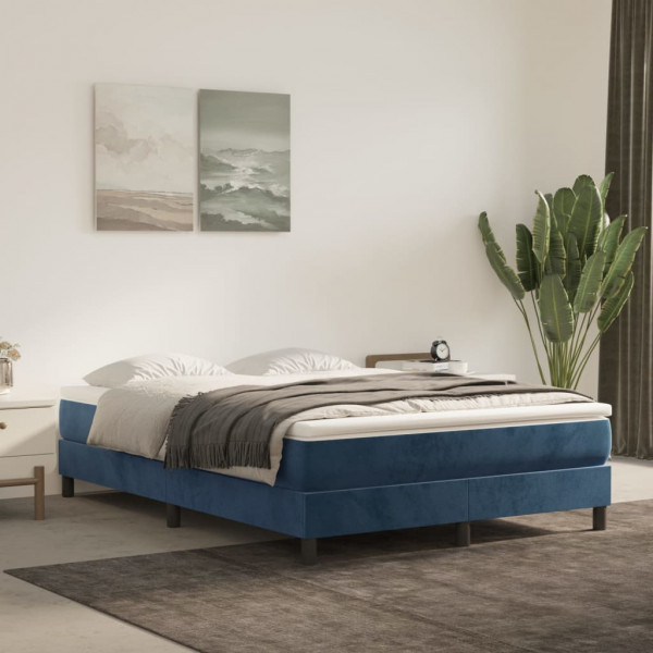 Estructura de cama box spring terciopelo azul oscuro 140x190 cm D