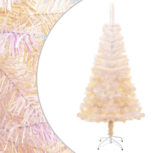 Árbol Navidad artificial puntas iridiscentes PVC blanco 120 cm D