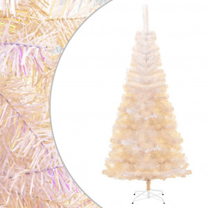 Árbol Navidad artificial puntas iridiscentes PVC blanco 240 cm D