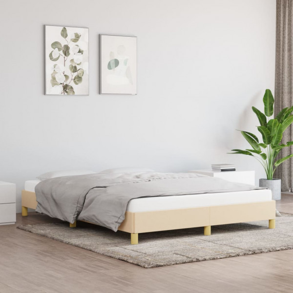 Estructura de cama de tela color crema 140x190 cm D