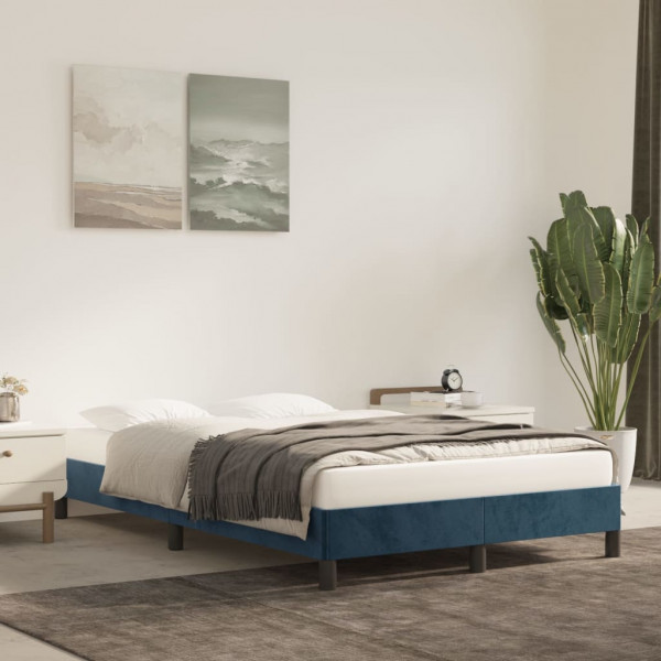 Estructura de cama de terciopelo azul 120x200 cm D