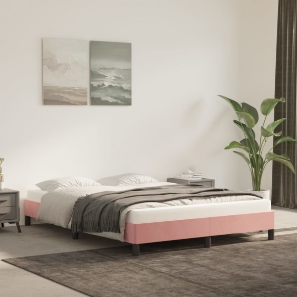 Estructura de cama de terciopelo rosa 140x190 cm D