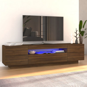 Mueble de TV con luces LED marrón roble 160x35x40 cm D
