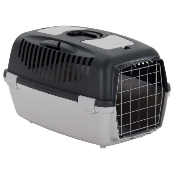 Carrinho de animais de estimação PP cinza e preto 61x40x38 cm D