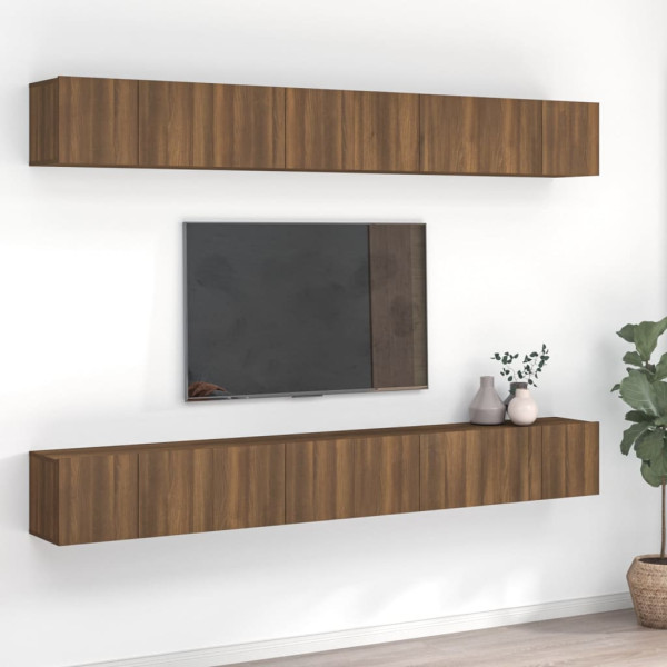 Muebles TV 8 uds madera contrachapada roble marrón 60x30x30 cm D