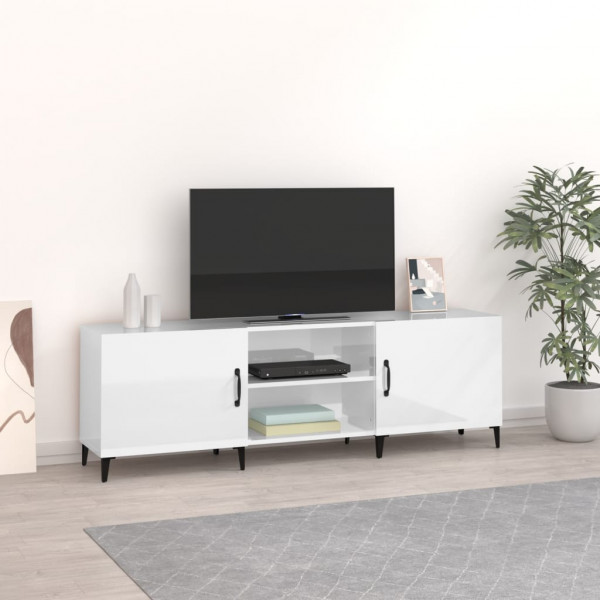 Mueble de TV madera de ingeniería blanco brillante 150x30x50 cm D
