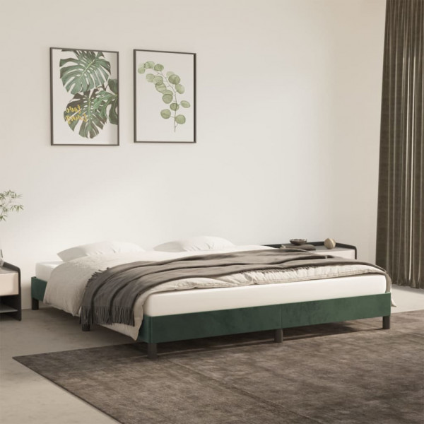 Estructura de cama de terciopelo verde 160x200 cm D