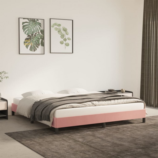 Estructura de cama de terciopelo rosa 160x200 cm D