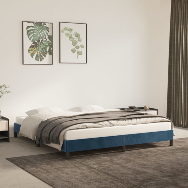 Estructura de cama de terciopelo azul 180x200 cm D