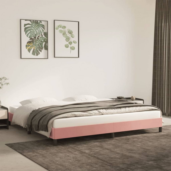 Estructura de cama de terciopelo rosa 200x200 cm D