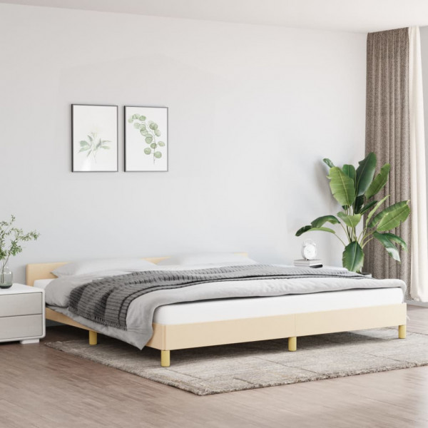 Estructura de cama con cabecero de tela color crema 200x200 cm D