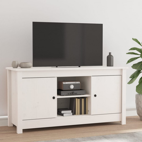 Móvel TV em madeira maciça de pinho branco 103x36,5x52 cm D