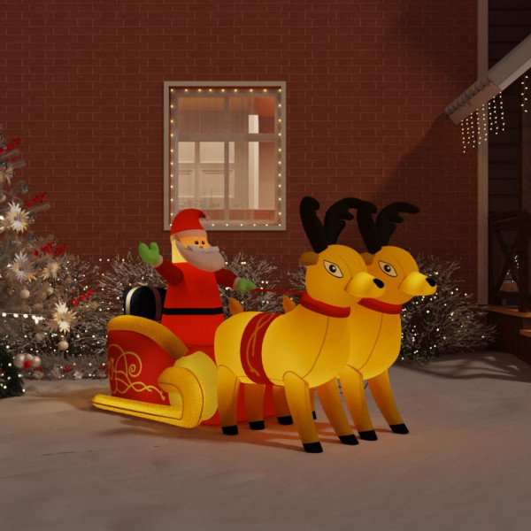 Papá Noel y renos de Navidad inflables con LED 130 cm D