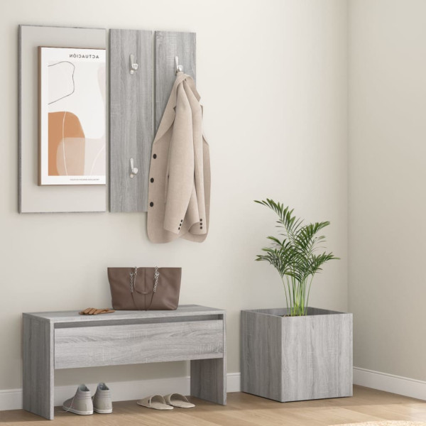Conjunto de móveis de corredor de madeira compensada cinza Sonoma D