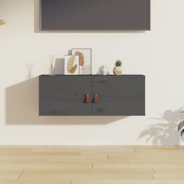 Armário de parede em madeira de pinho maciça cinza 80x30x30 cm D