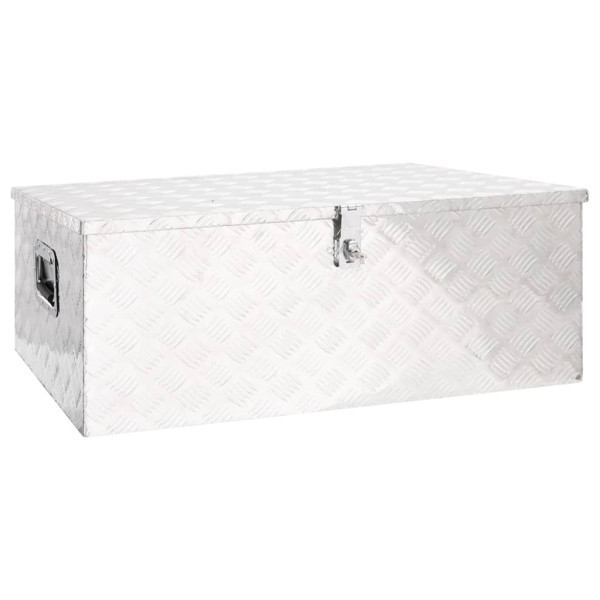 Caja de almacenaje de aluminio plateado 100x55x37 cm D