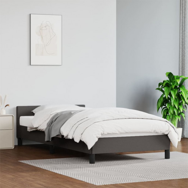 Estrutura da cama com cabeceira de couro sintético cinza 80x200 cm D
