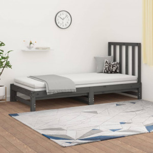 Sofá cama removível madeira maciça de pinho cinza 2x(90x200) cm D