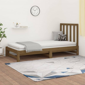 Sofá cama removível madeira maciça de pinho marrom 2x(90x200) cm D