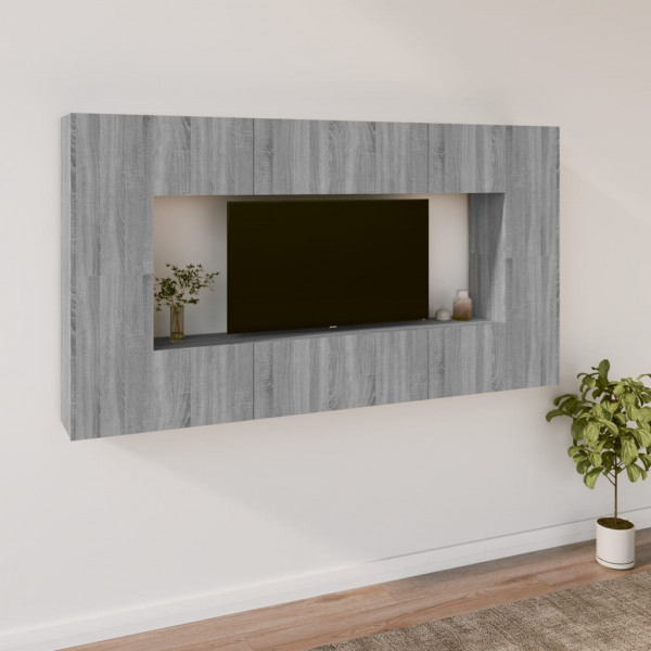 Conjunto de móveis para TV 8 pcs madeira grisa de Sonoma D
