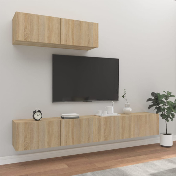 Set de muebles para TV 3 pzas madera contrachapada roble sonoma D
