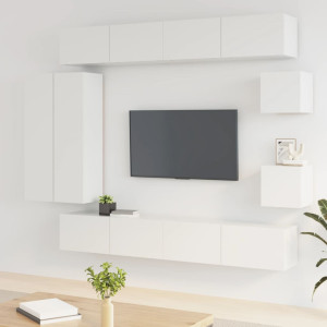 Set de muebles de TV 8 pzas madera contrachapada blanco brillo D