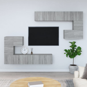 Soporte de monitor madera contrachapada gris Sonoma 42x24x13 cm
