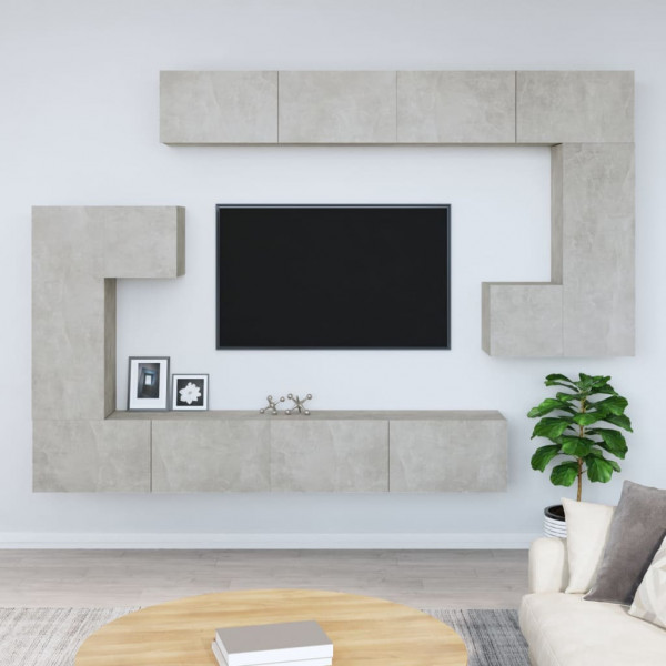 Armário de parede para TV de compensado cinza concreto D