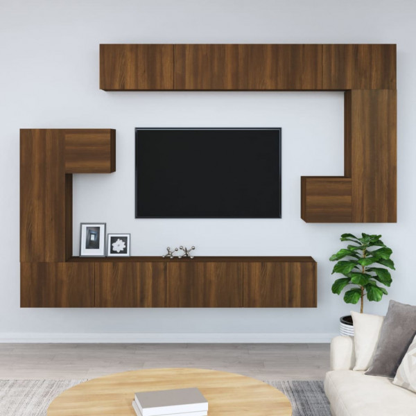 Mobiliário de parede para TV madeira contraplacada carvalho marrom D
